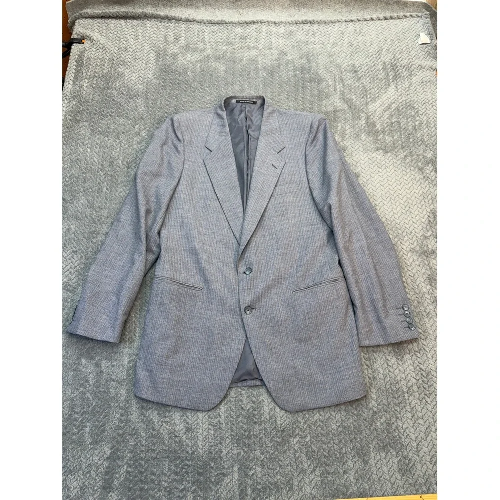 Yves Saint Laurent Blazer Mens 42 R Classic Fit Blue Pinstripe Wool France VTG